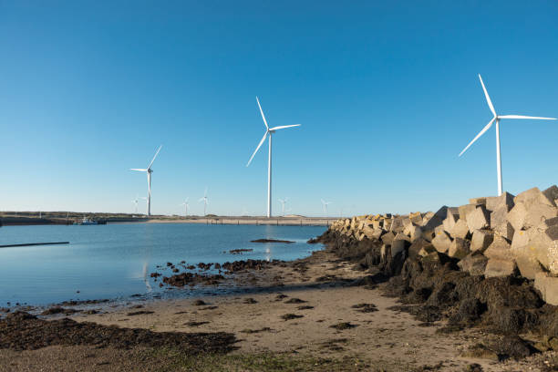 istock A waterside windmill turbine power site 2180575816