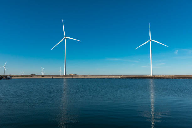 A waterside windmill turbine power site