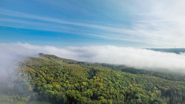 istock Fog over a hill - autumnal rural scene 2180578352