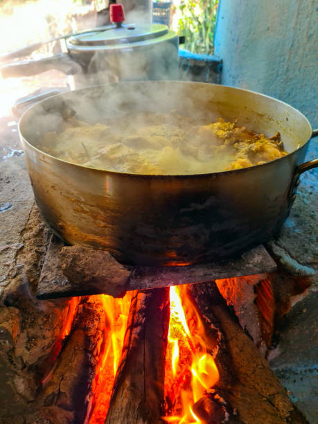 istock Chicken stew on a wood stove 2180579002