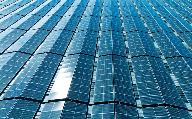 istock Aerial view of an outdoor solar panel site 2180580679