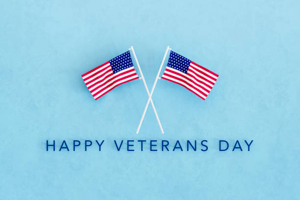 istock Veterans Day, Happy Veterans Day Message with American Flag 2180583062