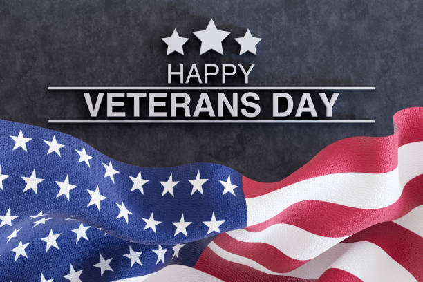 istock Veterans Day, Happy Veterans Day Message with American Flag 2180583356