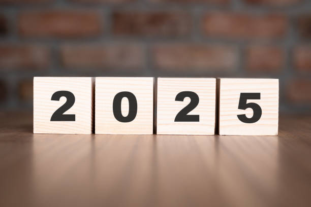 istock 2025 word with wooden blocks on table, New Year 2180588826