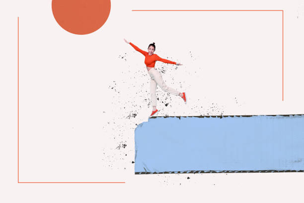 istock Creative collage picture young girl achieve goal aim target dream flight hands falling ambition positive mood laughter drawing background 2180588980
