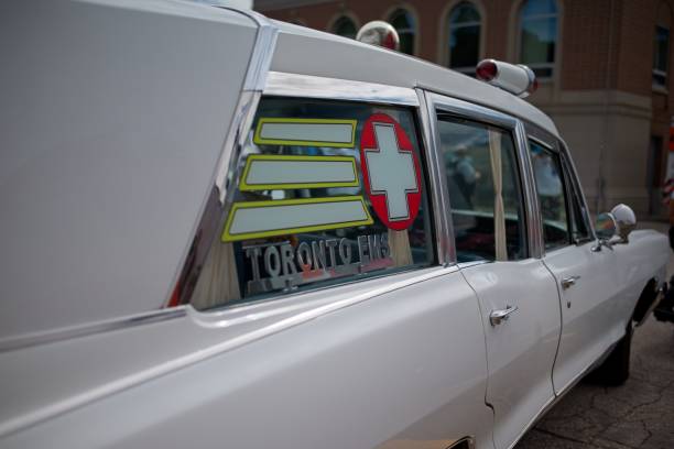 istock Vintage Toronto EMS Ambulance with Red Cross Signage 2180592891