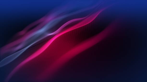 Vibrant abstract wave patterns display dynamic lighting effects that powerfully highlight fluid motion and energy
