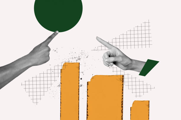 istock Composite trend artwork sketch image photo collage of copyspace element fragment body hand hold finger point stats platform trader 2180598096
