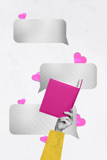 istock Composite trend artwork 3D sketch image photo collage of monochrome hand hold open book read literature love like chatting conversation 2180598552