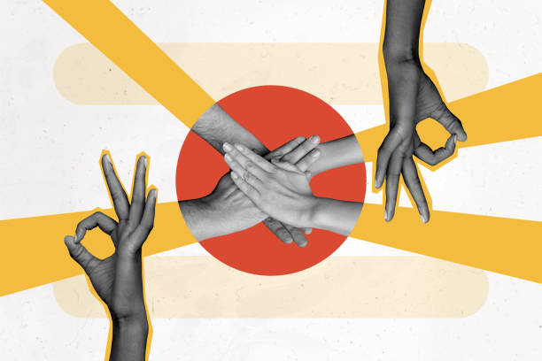 istock Creative picture collage hands body fragments teamwork cooperation trust ok gesture fine okay approval acceptance friends relationship 2180599012