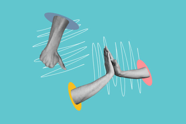 istock Composite trend artwork 3D sketch image photo collage of two monochrome hands appear show gesture friendship unity together thumb down 2180599122