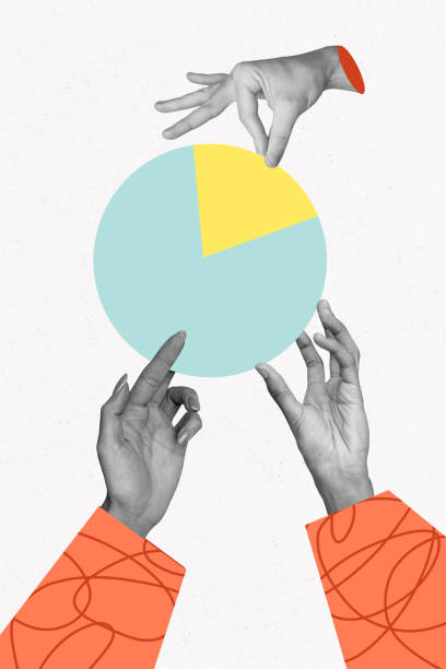 istock Vertical collage hands body fragments hold infographic circle part separated fragment progress business startup result drawing background 2180599299