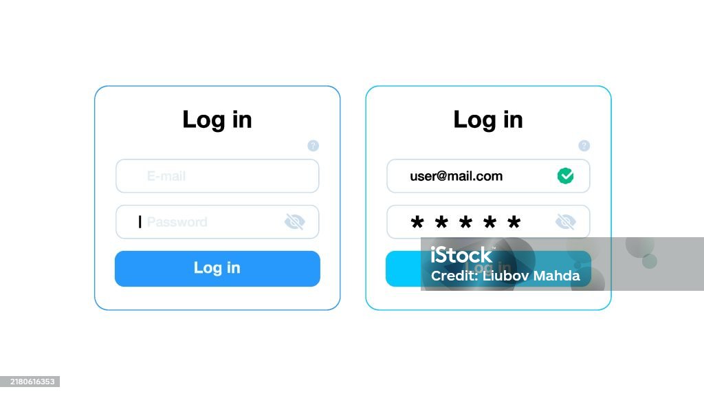 First Name. Log In Login Form Web Page User Authorization With Name And Password Website ...