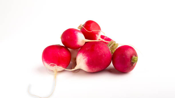 istock Eco clean root vegetable. Radishes on white background 2180628420