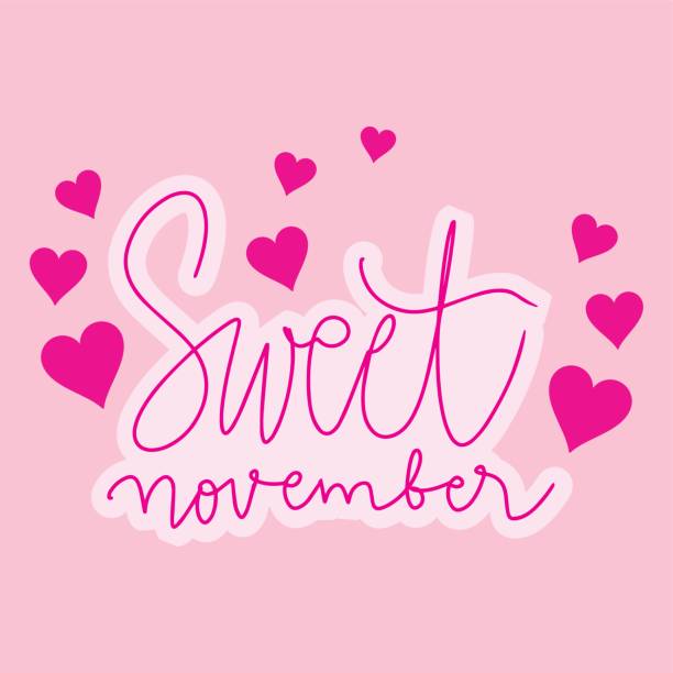 istock Sweet november lettering  with lettering and hearts. Vector illustration. 2180641336