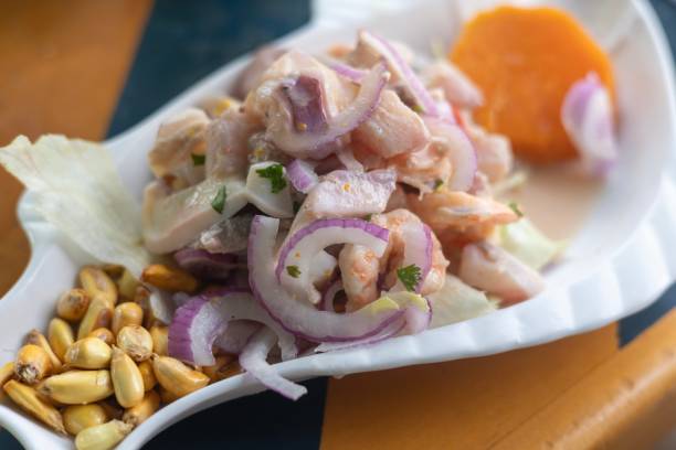 Peruvian ceviche, cebiche, sebiche, or seviche is a traditional dish widely eaten in Peru, specially for summer and celebrations