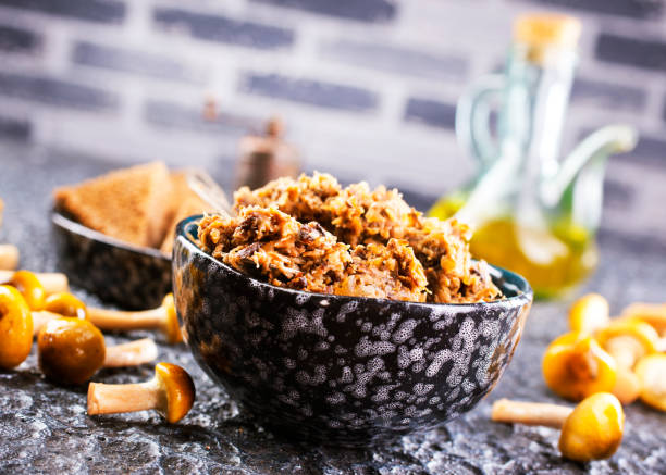 istock Mushroom pate in a bowl with toast 2180655757