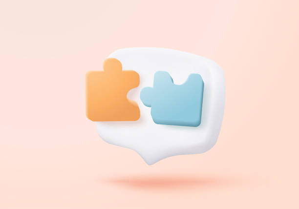 istock 3D jigsaw puzzle pieces icon symbol of teamwork. Problem-solving, business challenge of people connect jigsaw, partnership match colleague concept. 3d teamwork idea icon vector render illustration 2180657413