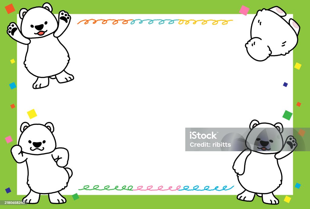 Vector Bear Frame Cute Polar Bear Frame Stock Illustration - Download Image Now - Animal ...