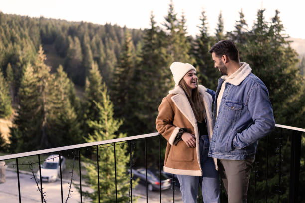 istock Happy couple on winter vacation 2180663133
