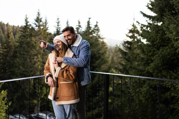 istock Happy couple on winter vacation 2180663209
