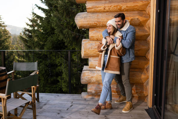 Happy couple on winter vacation