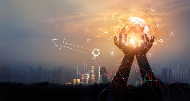 istock Energy crisis, Hands holding earth with energy resources icon and rising graph data chart representing electricity and energy crisis, Economy and alternative energy, Sustainability. Ecological friendly. 2180677469