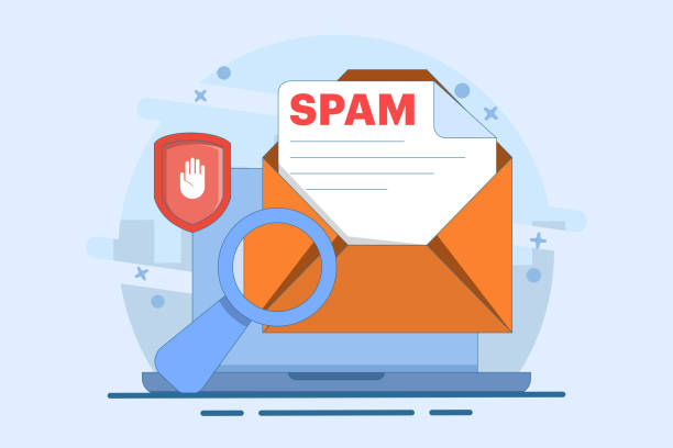 spam mailbox concept, spam warning, laptop with envelope and document, warning, security. sending spam mail and document online, warning message, flat vector illustration template. spam mailbox concept, spam warning, laptop with envelope and document, warning, security. sending spam mail and document online, warning message, flat vector illustration template. drop in mailbox stock illustrations