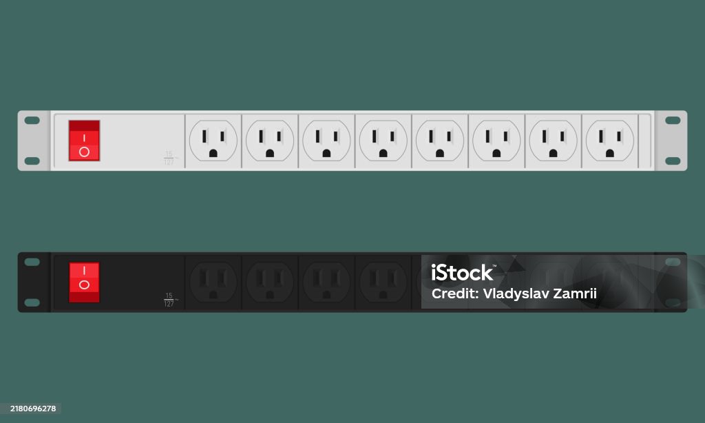 8 Inch Power Socket Server Power Distribution Unit With 8 Sockets Of Type B Stock Illustration ...