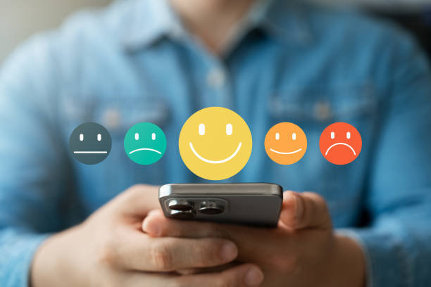 istock Customer satisfaction survey via online application, customers express their feedback. 2180703247