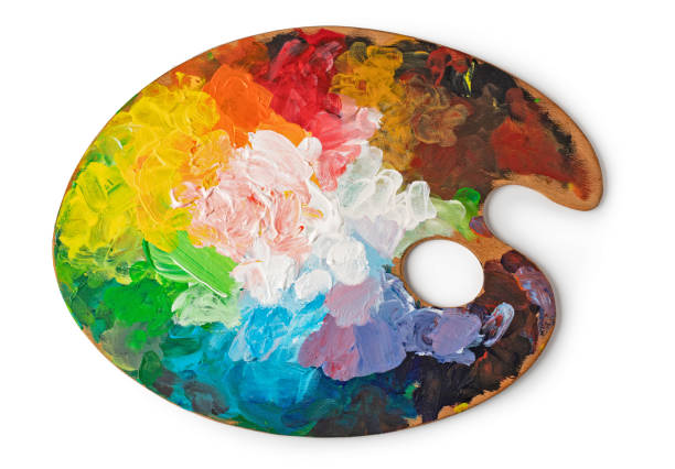 istock art palette with colorful mixed paints 2180704062