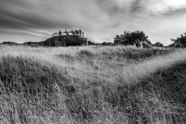 Spectacular rocky promontory named Pointe du Hoc. This strategic location for the Allies was part of the Atlantic Wall. It is located in the Calvados department in Normandy.