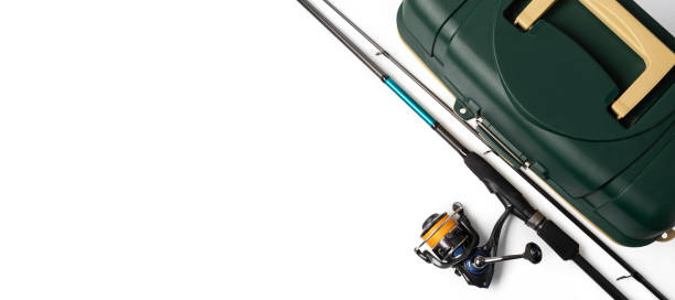 Fishing Rod and Tackle Box isolated on white