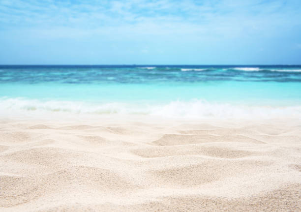 istock Tropical beach sand with turquoise sea and sunny blue sky background 2180715102