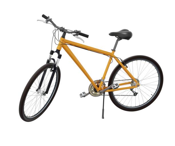 istock Orange bicycle standing on kickstand, top view isolated on white background, 3D illustration 2180717672