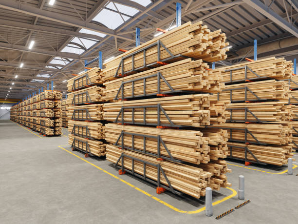 istock Close-up Of Timber On The Racks In Warehouse 2180719668
