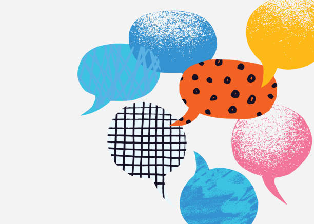 Textured Speech Bubbles Background vector art illustration