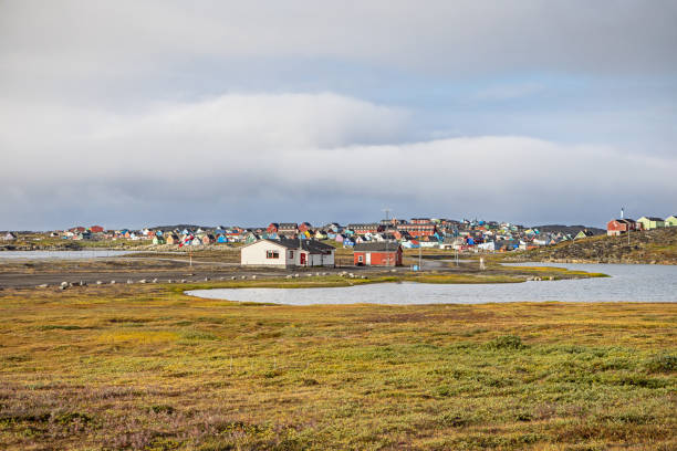 View over a small town in arctic surroundings