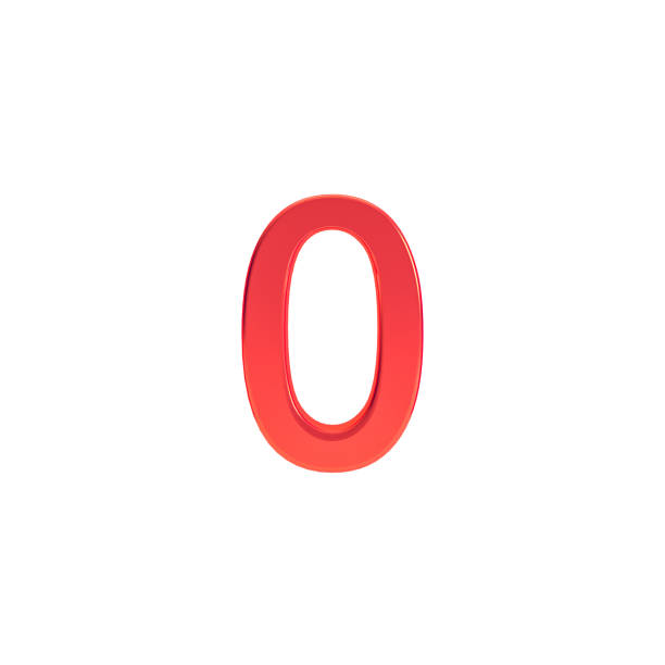 Number 0 sign, 3d red number zero symbol isolated on transparent background.