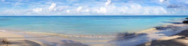 istock Tropical panorama beach with white clouds and blue caribbean sea. 2180732484