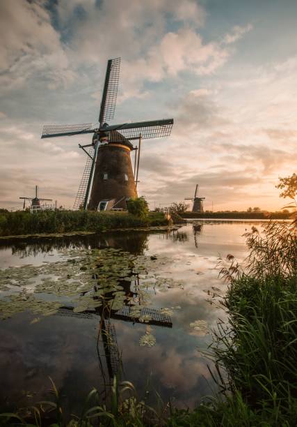 istock Traditional Dutch Windmills at Sunset 2180741057
