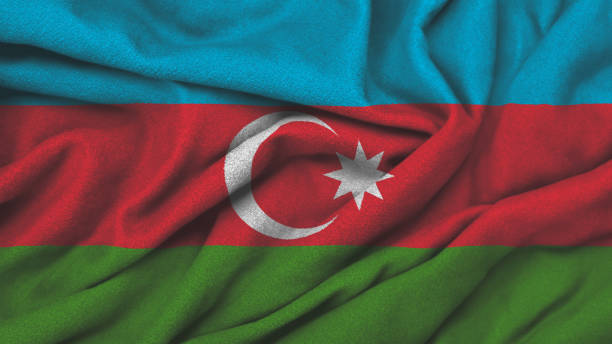 istock Azerbaijan national flag on velvet wavy background 2180742124