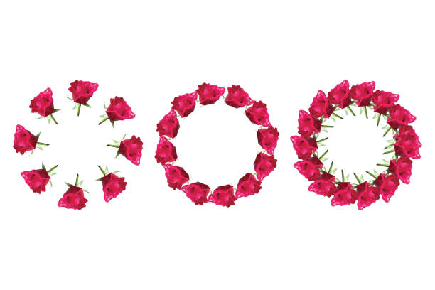 istock Set of rose wreaths in polygonal style. Vector illustration on white background. 2180743424