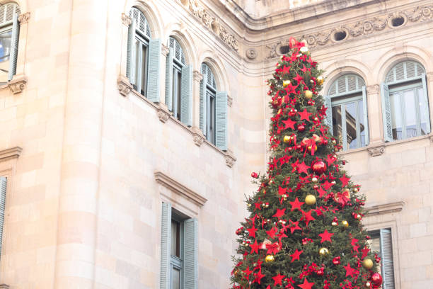 istock Traditional christmas tree in barcelona center 2180745462