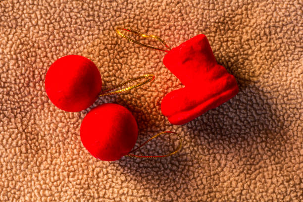 istock Red ball with sock foam christmas still life 2180754622