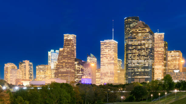 istock Houston City illuminated at night in Houston, Texas 2180754864