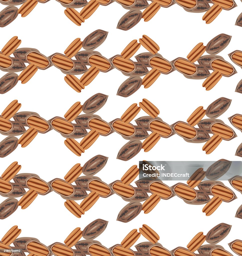 Abstract Pattern Nuts Pecan Nut Seamless Pattern Stock Illustration - Download Image Now ...