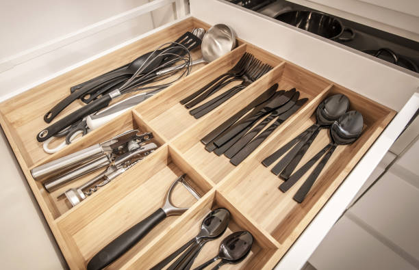 istock Neatly Organized Kitchen Drawer Featuring Utensils, Cutlery, and Kitchen Tools in a Modern Design 2180757330