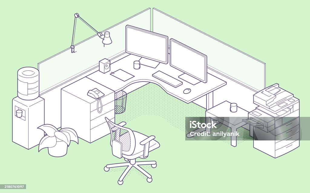 Cubicle Vector Cubicles Stock Illustration - Download Image Now - Photocopier ...