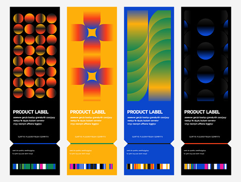 Set Of Color Gradient Geometric Pattern Product Label Template Stock ...